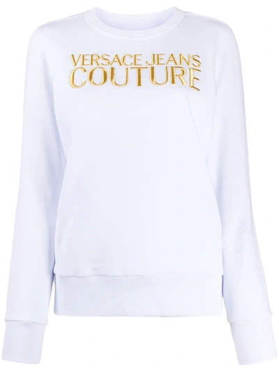 Versace Jeans Couture Embroidered Logo Sweatshirt In White