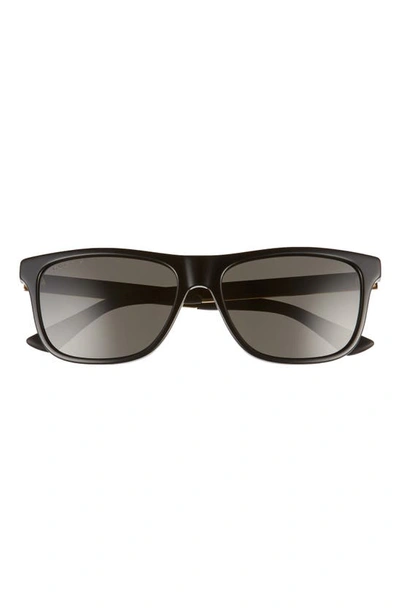 Gucci 57mm Polarized Rectangular Sunglasses In Grey-black