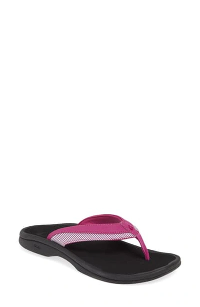 Olukai Wehi 'ohana Flip Flop In Bougainvillea/ Stripe Fabric