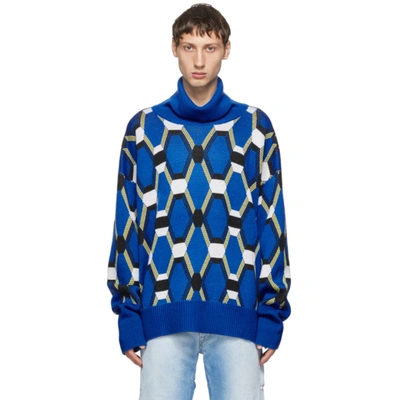 Random Identities Blue Wool Jacquard Sweater