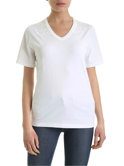 Mm6 Maison Margiela Tone-on-tone Prints T-shirt In White