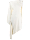 Mm6 Maison Margiela Asymmetrical Dress In Ivory Color In White