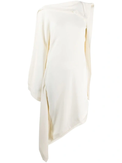 Mm6 Maison Margiela Asymmetrical Dress In Ivory Color In White