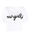 Mm6 Maison Margiela Black Logo Print Boxy T-shirt In White