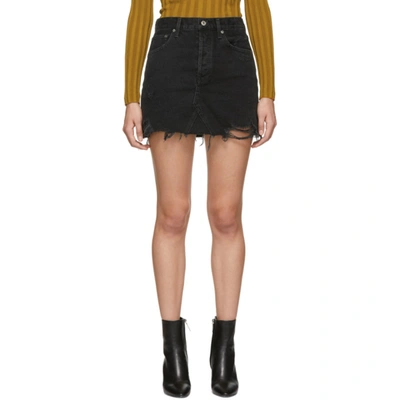 Agolde Black Denim Quinn High Rise Miniskirt In Cult