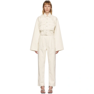 Agolde Tatum All In One Denim Jumpsuit In White