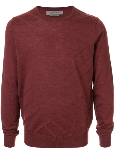 Corneliani Multi-line Detail Fine Knit Sweater In Light Brown