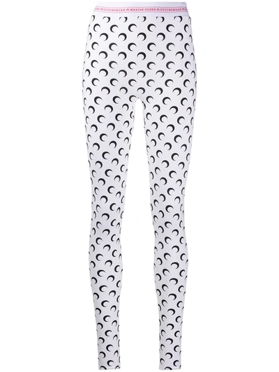 Marine Serre Logo-print Pull-on Leggings In White