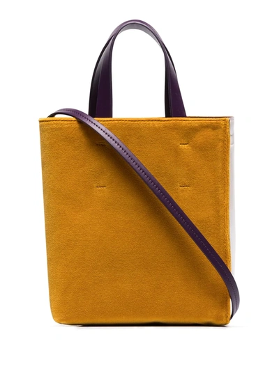Marni Multicoloured Museo Velvet And Leather Tote Bag In Purple