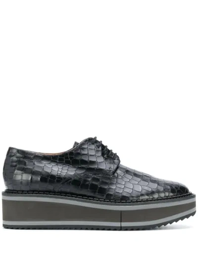 Clergerie Brook Croc Effect Lace-up Shoes In Black