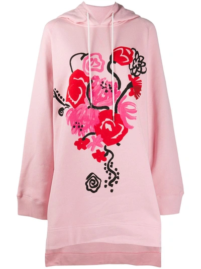 Marni Floral Hooded Cotton-jersey Dress In Pink