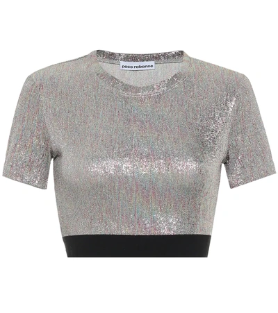 Paco Rabanne Silver Metallic Bodyline Lurex Cropped Top