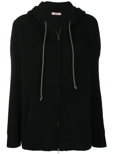 Liska Hooded Cashmere Cardigan In Black