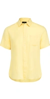 Vince Regular Fit Short Sleeve Linen Sport Shirt In Sundown