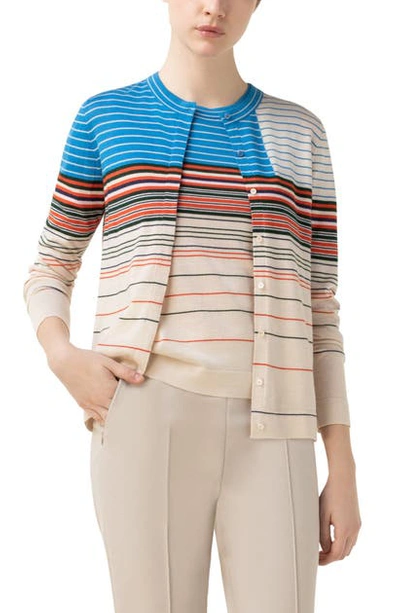 Akris Stripe Cashmere & Silk Cardigan In Multi Color
