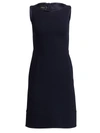Akris Check Double Face Wool Blend Dress In Navy