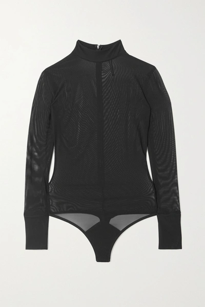 Marika Vera Jane Stretch-tulle Thong Bodysuit In Black