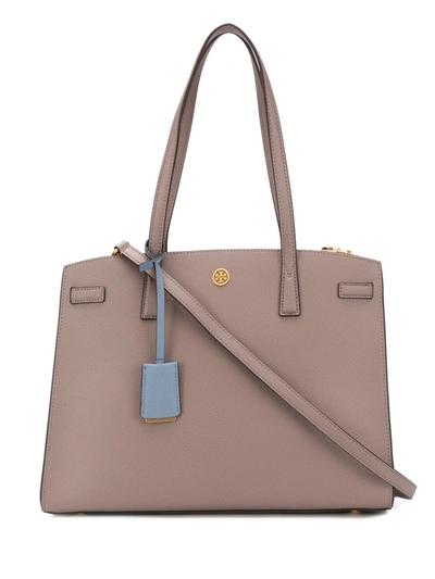 Tory Burch Logo Plaque Tote Bag In Neutrals