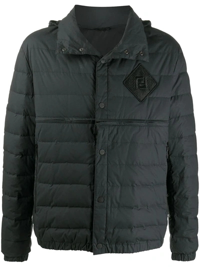 Fendi Ff Logo Zipped Jacket In Black