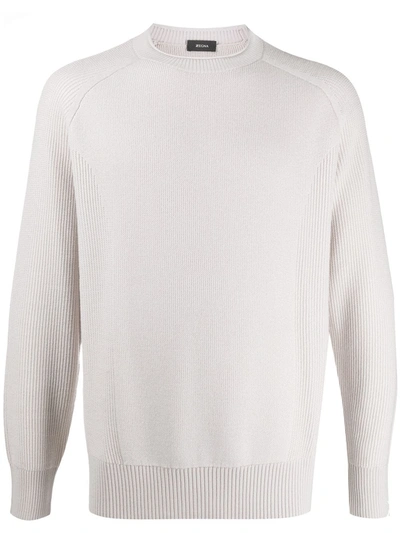 Z Zegna Ribbed Knit Jumper In Neutrals