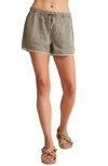 Bella Dahl Frayed Drawstring Shorts In Soft Army