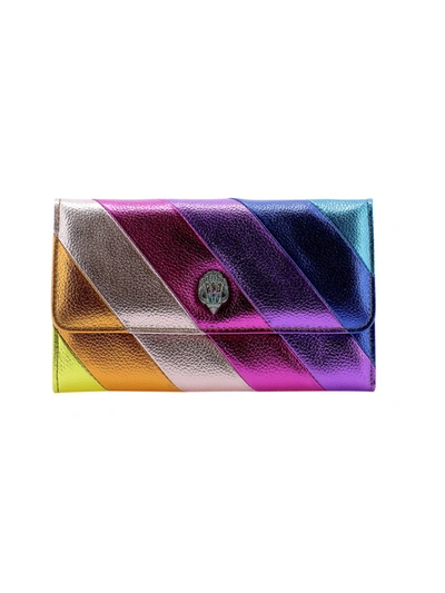 Kurt Geiger K Stripe Mini Leather Chain Wallet In Multicolor