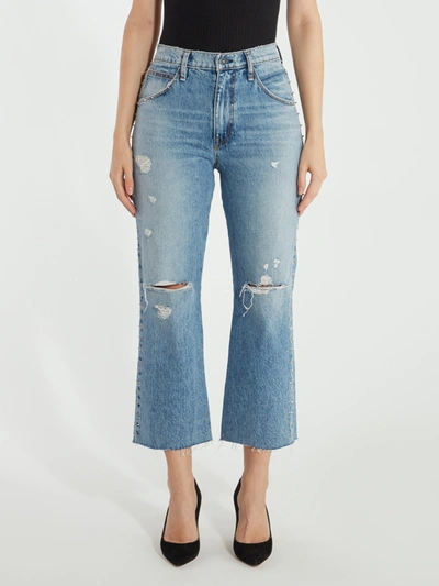 Hudson Sloane Distressed Wide Jeans In Studded Tour