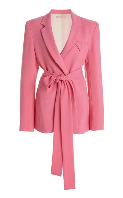 Maggie Marilyn Have The Faith Belted Wool Blazer In Pink