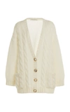 Alessandra Rich Button-detailed Oversized Mohair-wool Cardigan In White