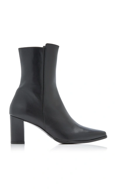 Flattered Teddie Leather Ankle Boots In Black