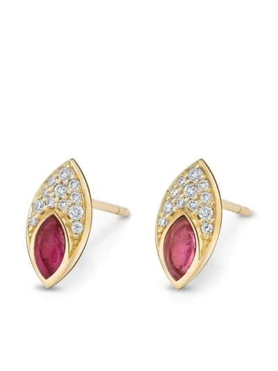 Andy Lif Pink Tourmaline And Diamond Studs In Ylwgold
