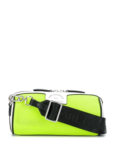 Karl Lagerfeld Perforated Detail Logo Crossbody In Green