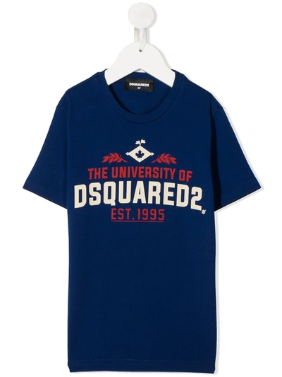 Dsquared2 Teen Slogan Print T-shirt In Blue