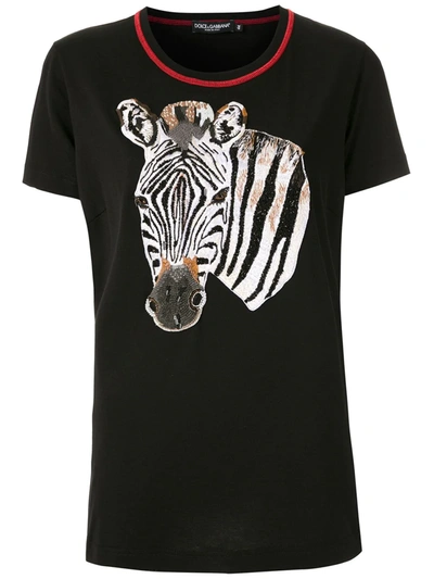 Dolce & Gabbana Zebra Print T-shirt In Black