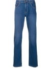 Paige Federal Martingale Straight Leg Jeans In Blau