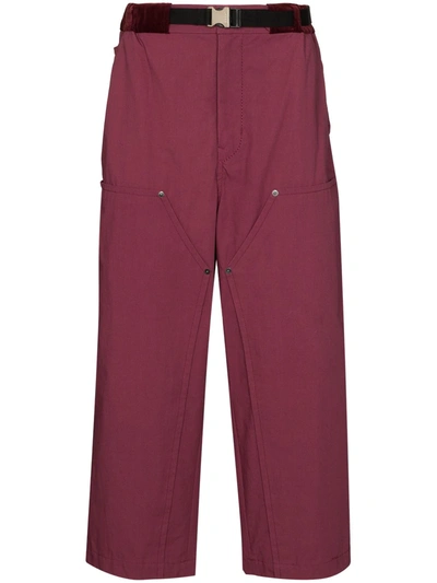 Sacai Pink Oxford Loose Fit Cropped Trousers