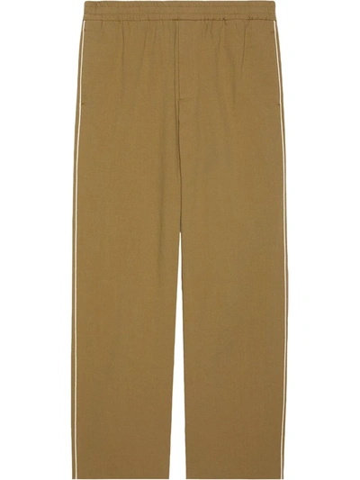 Gucci Logo-print Straight-leg Trousers In Brown