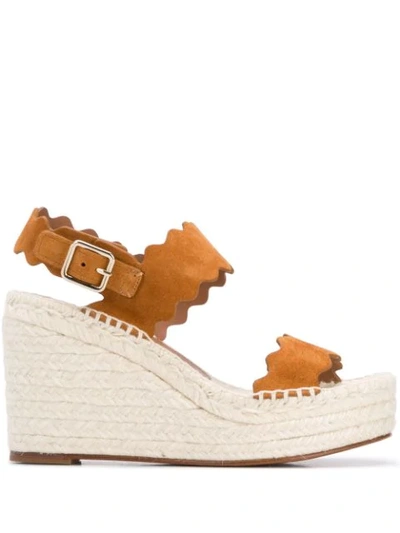 Chloé Lauren Espadrille Wedge Sandals In Brown