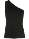 Rosetta Getty One-shoulder Peplum Tank Top In Black