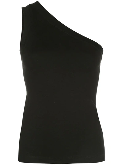 Rosetta Getty One-shoulder Peplum Tank Top In Black