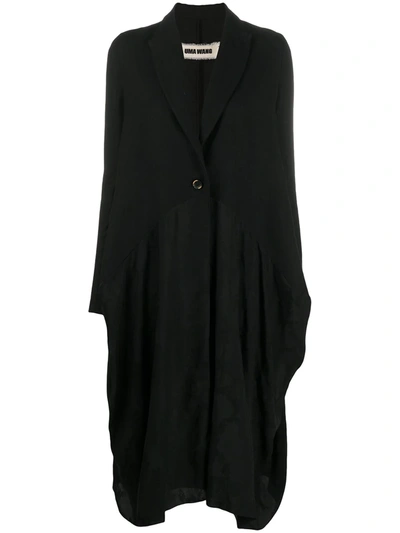 Uma Wang Drape Detail Coat In Black