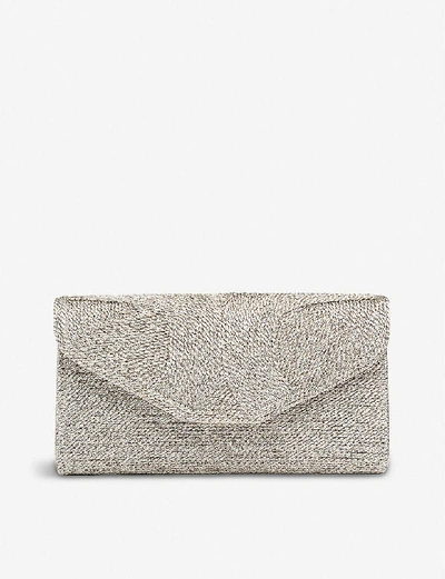 Lk Bennett Lucia Embellished Woven Clutch In Gol-soft Gold