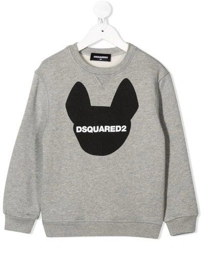 Dsquared2 Kids' Bulldog Silhouette Sweatshirt In Grey