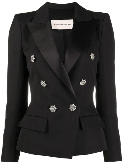 Alexandre Vauthier Floral Buttons Blazer In Black