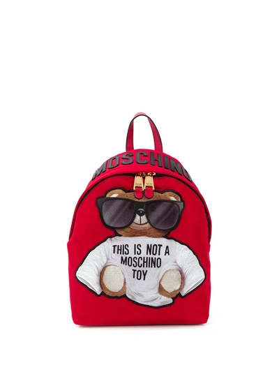 Moschino Teddy Bear Backpack In Red