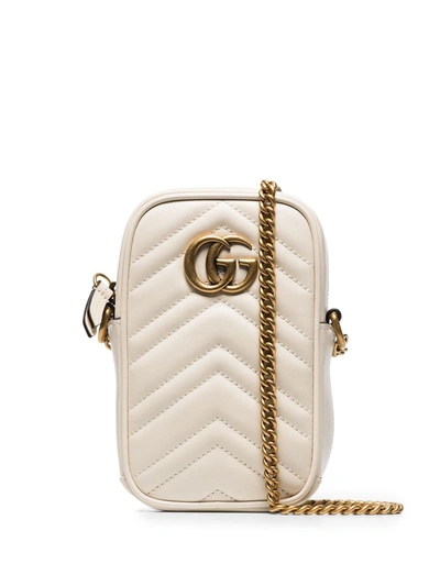Gucci White Marmont Quilted Leather Cross Body Bag