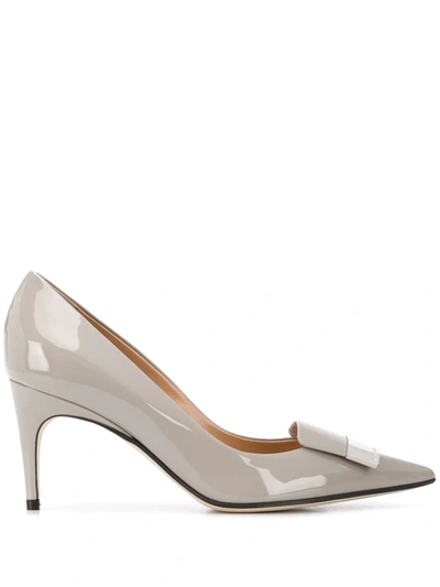 Sergio Rossi Sr1 80mm Logo Plaque Pumps In Grey