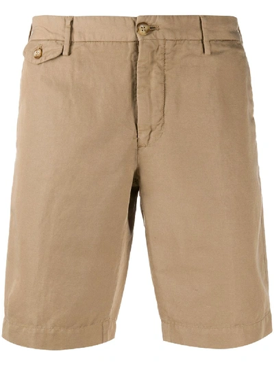 Incotex Dark Beige Cotton And Linen Venezia 1951 Man Bermuda Shorts In Brown