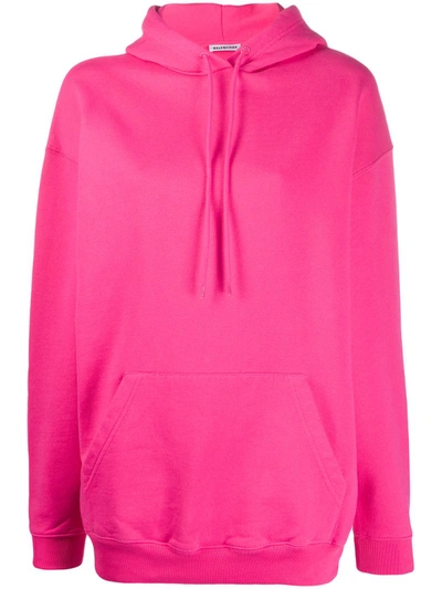 Balenciaga Woman Fuchsia Oversize Hoodie With Logo In Pink