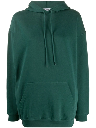 Balenciaga Woman Green Oversize Hoodie With Back Logo